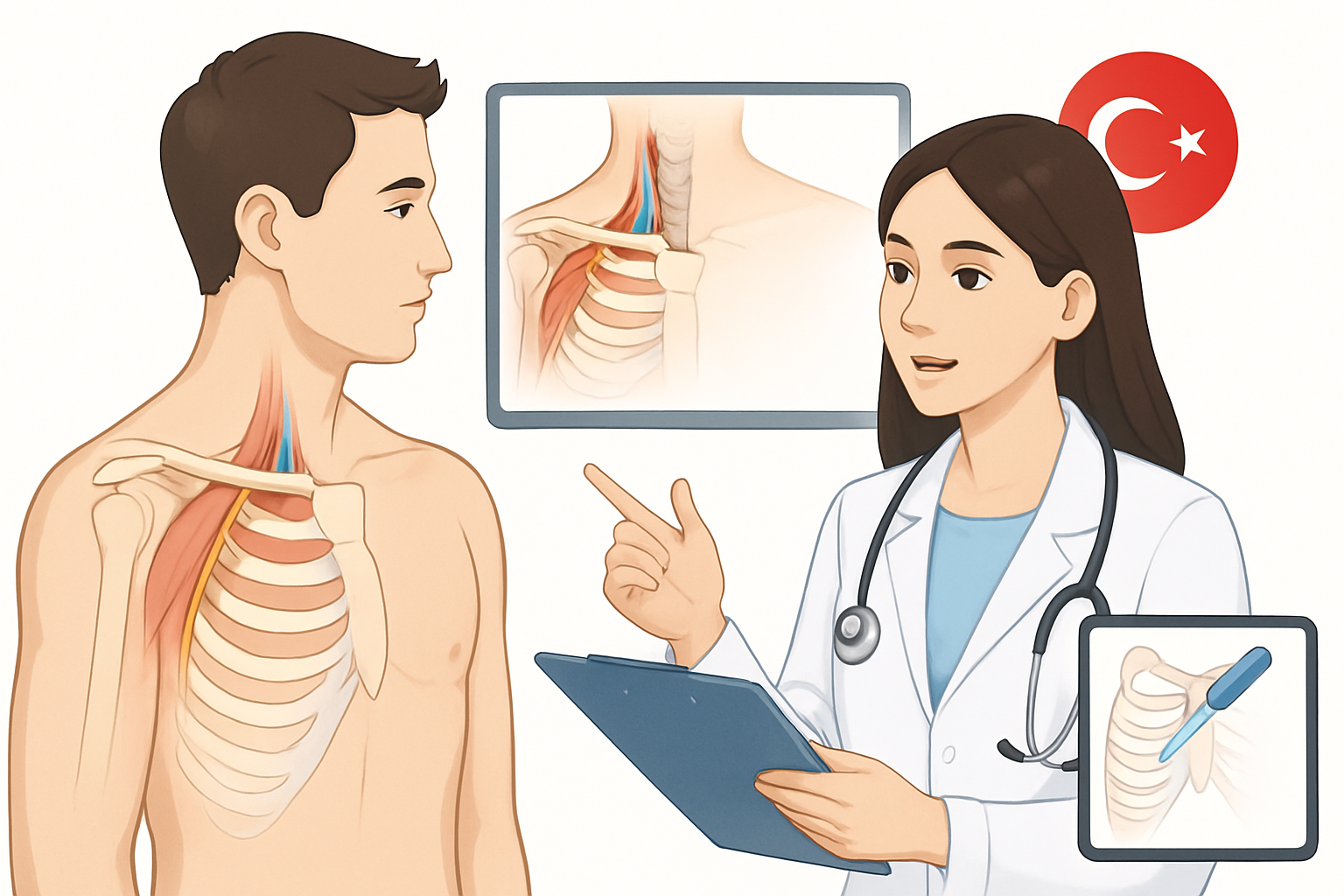علاج متلازمة مخرج الصدر في تركيا: دليل شامل للأعراض والتشخيص والجراحة
