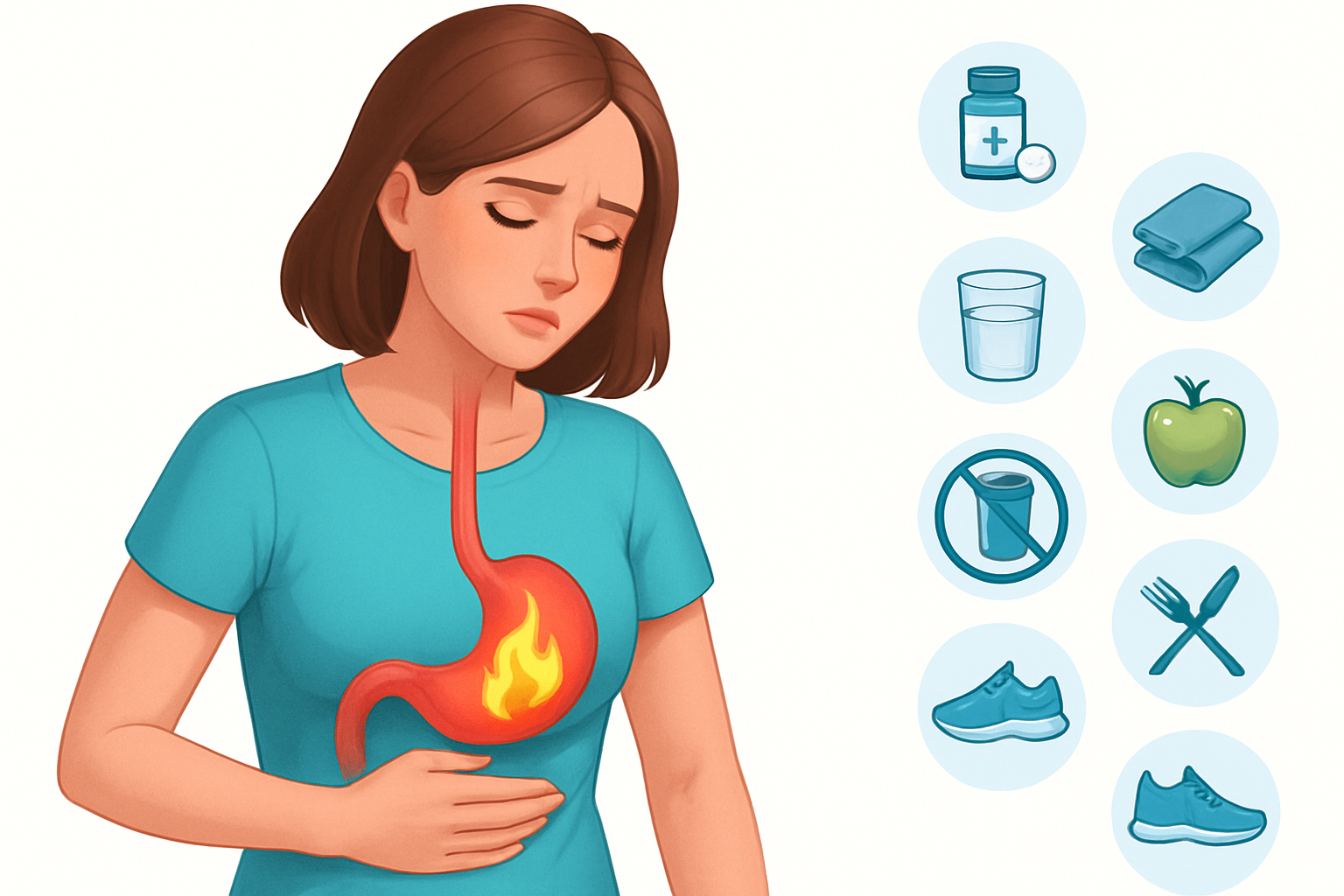 7 طرق فعالة للتخلص من حرقة المعدة واستعادة راحتك | شبكة ريهابتورك للرعاية الصحية